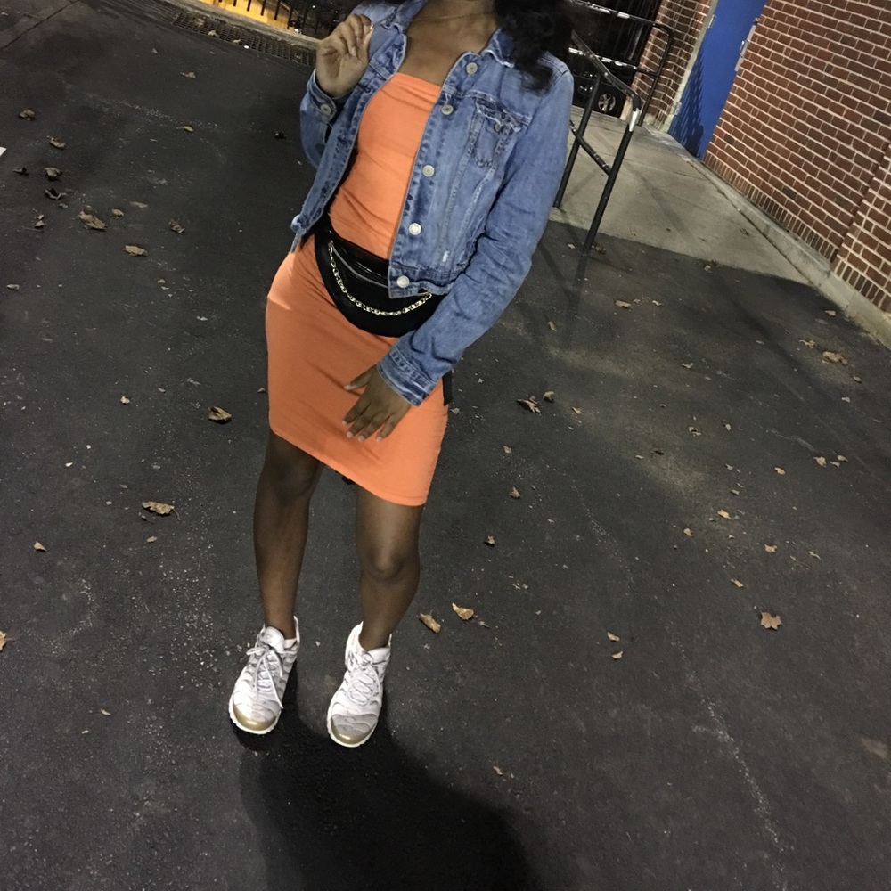 COPY - Neon orange body con tube top dress